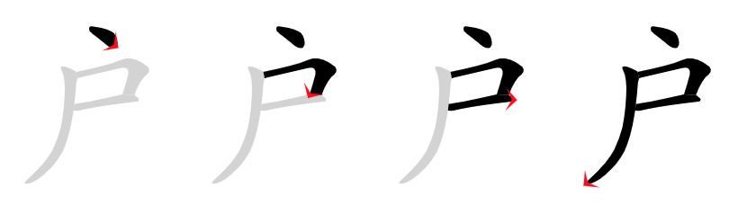 Image de décomposition du caractère 户