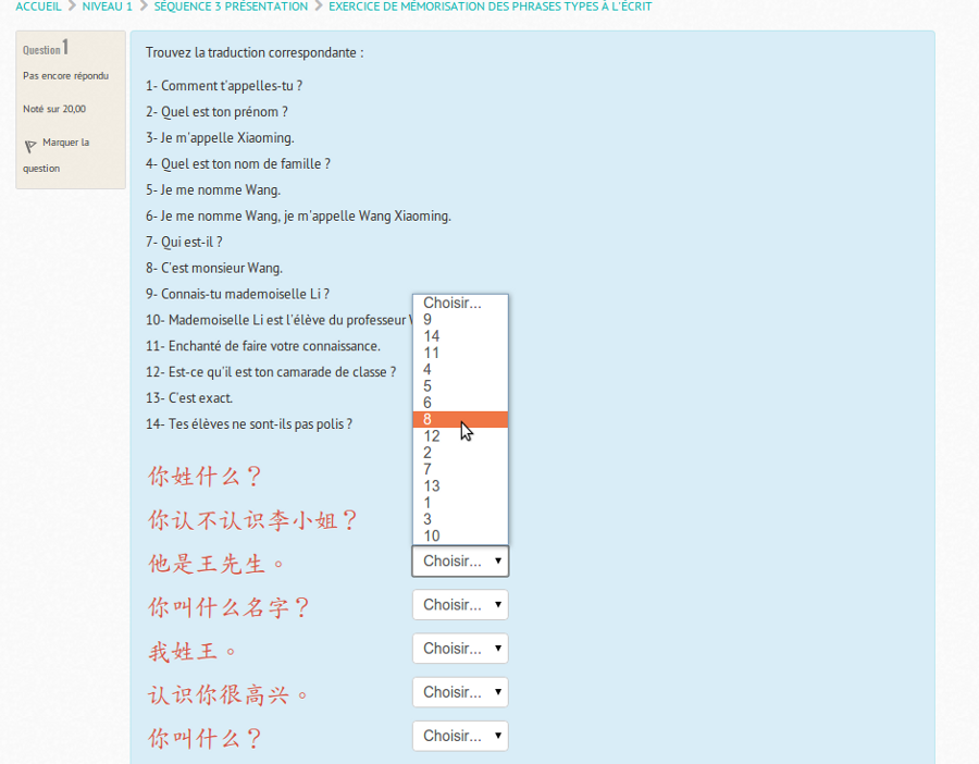 Exercice de mémorisation des phrases types à l'écrit